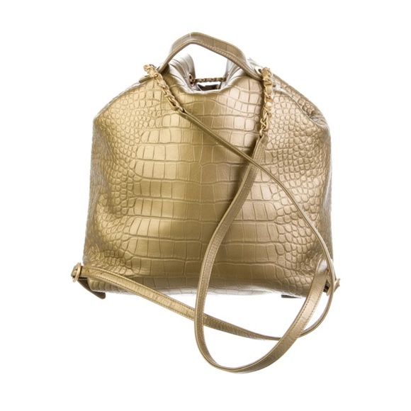 ❌SOLD!!❌ RARE! Chanel Croc Embossed Gold Backpack - Picture 3 of 7